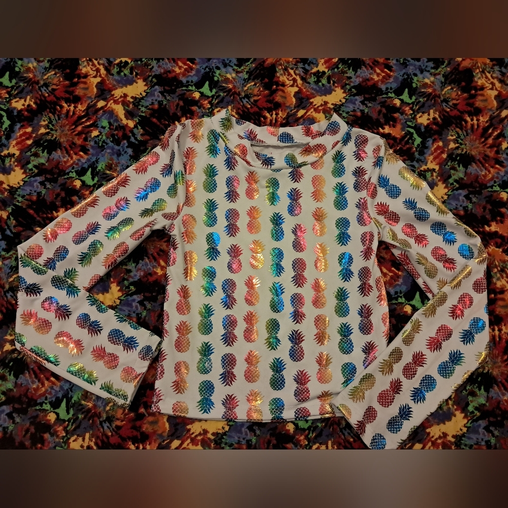 Girls Penelope Mack Rainbow Pineapple Rashguard